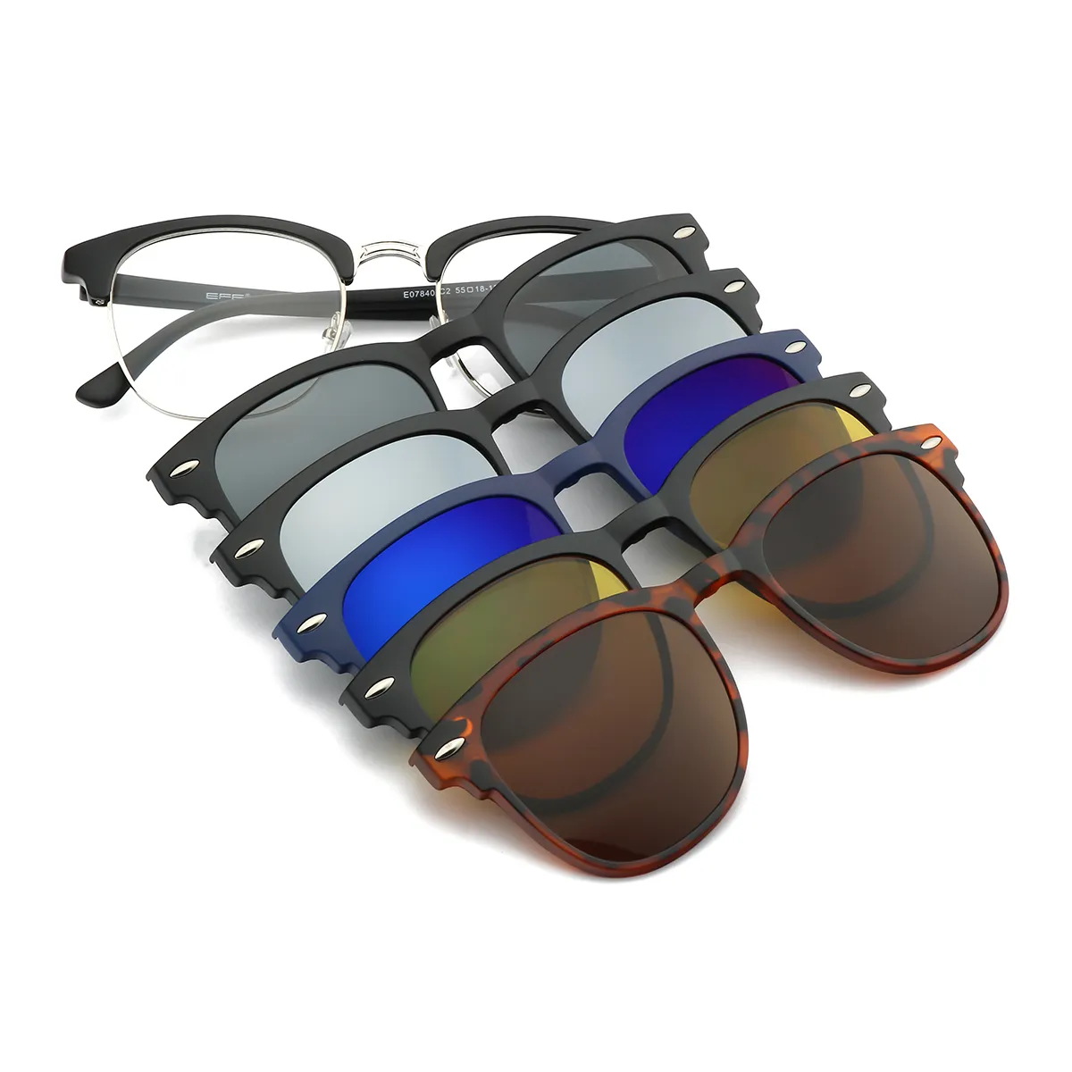 Earl - Browline Black-silver Clip On Sunglasses for Men